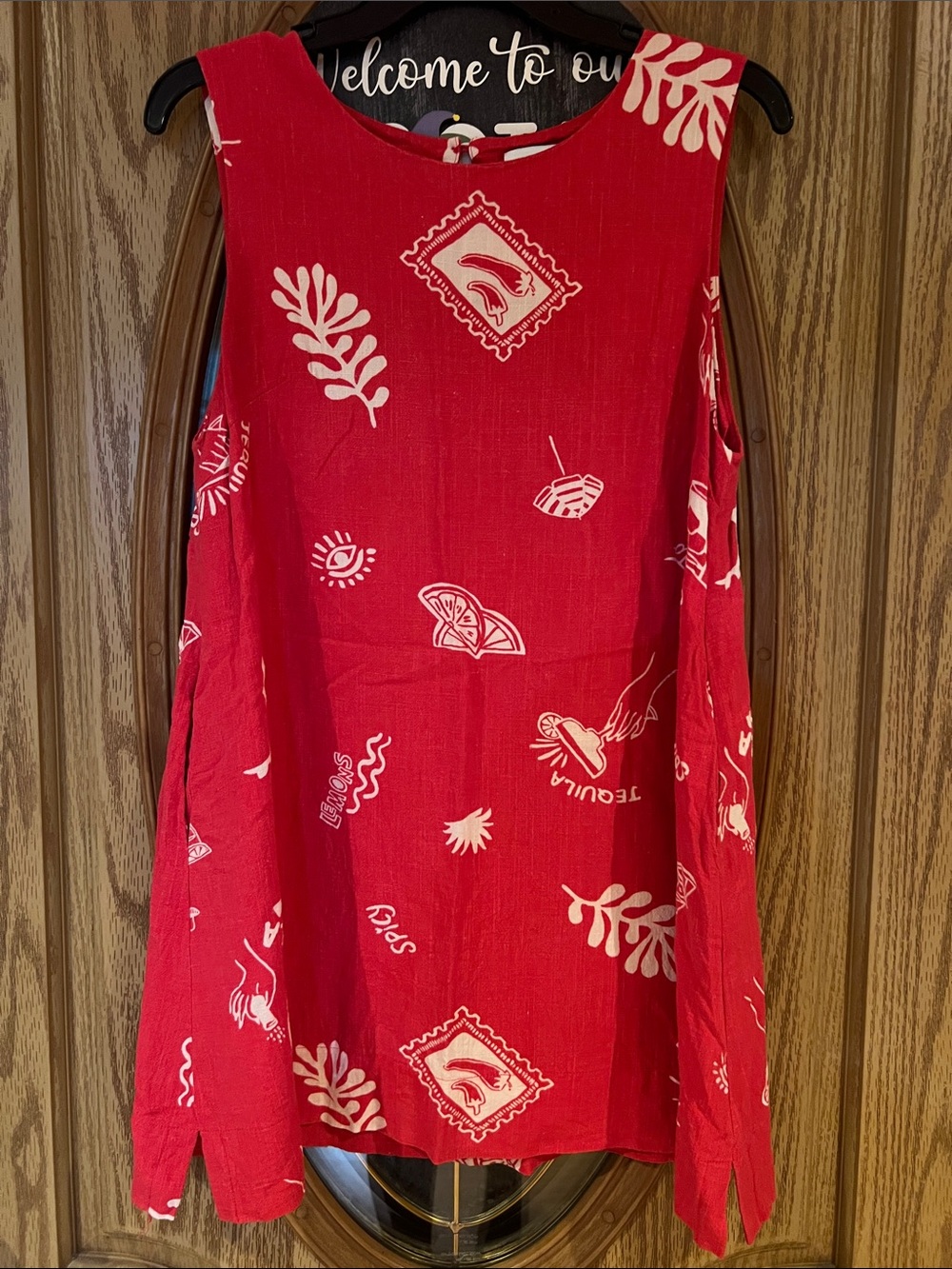 Red Sleeveless Printed Mini Dress